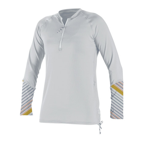 Wms Front Zip L/S Sun Shirt White