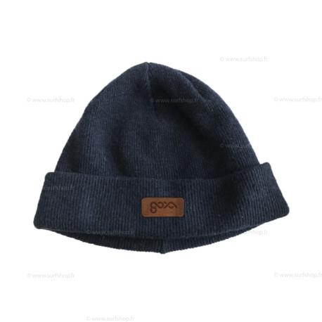Wool beanie leather black