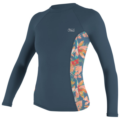 Wms Side Print L/S Rash Guard COPENBLUE/PAINTEDTROPICS