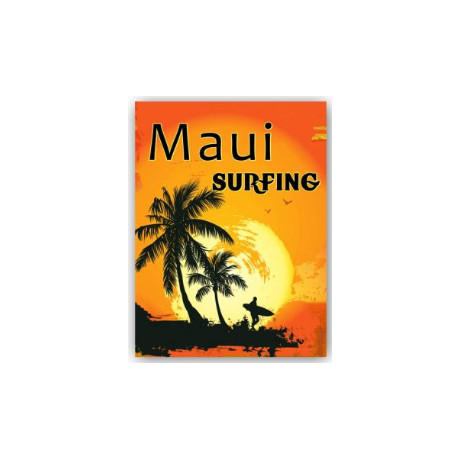 PLAQUE METAL DECORATIVE MAUI SURFING