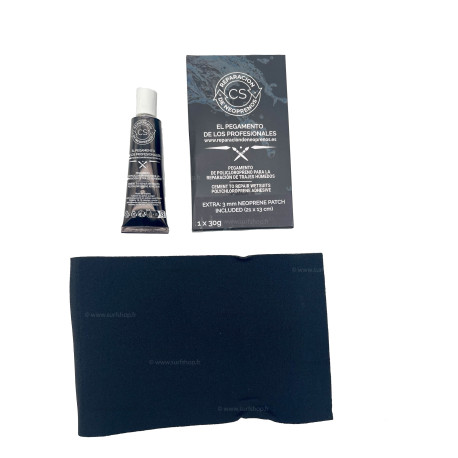 KIT DE RÉPARATION NÉOPRÈNE CS (tube 30G + patch néoprène 3mm)