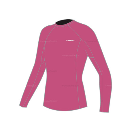 Wms Basic Skins L/S Rash Guard - Fox Pink