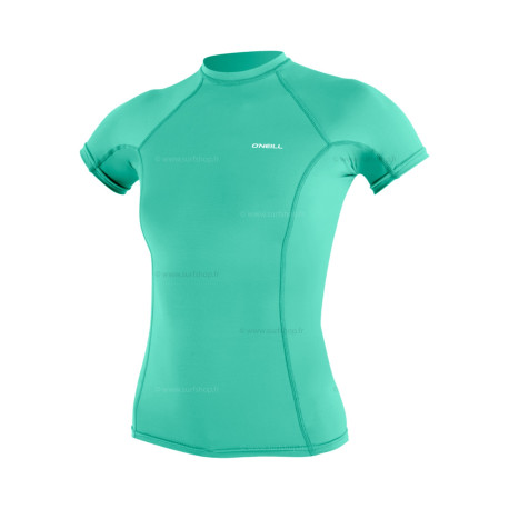 Wms Basic Skins S/S Rash Guard - Light Aqua