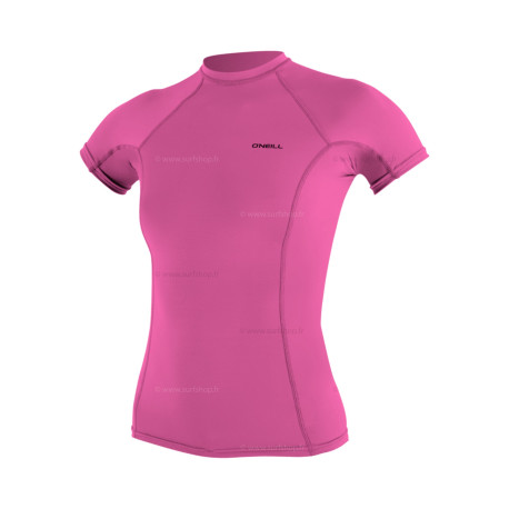 Wms Basic Skins S/S Rash Guard - Fox Pink