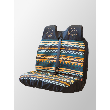 DOUBLE FRONT SEAT COVER AZTEC BLACK